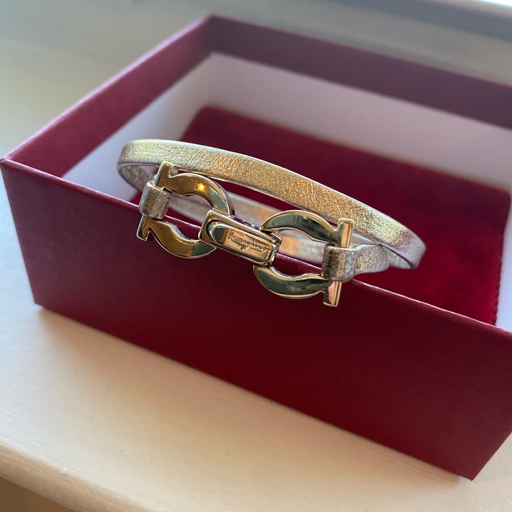 Ferragamo Gancini Leather Wrap Bracelet